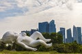 April 25, 2019: Statue Sleeping Child in Park Gardens by the Bay