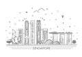 Singapore detailed monuments silhouette. Vector illustration