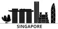 Singapore architecture vector city skyline Royalty Free Stock Photo