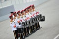 Singapore Armed Forces (SAF) band drummers performing during National Day Parade (NDP) Rehearsal 2013