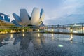 Singapore Art Science Museum as seen from Helix Bridge. Royalty Free Stock Photo