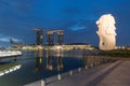 Singapore,Asia Singapore skyline at the Marina during twilight.Aerial view of Singapore business district for Royalty Free Stock Photo