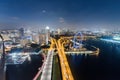 Singapore: Asia Singapore skyline at the Marina bay during twilight.Aerial view of Singapore business district Royalty Free Stock Photo