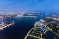 Singapore: Asia Singapore skyline at the Marina bay during twilight.Aerial view of Singapore business district Royalty Free Stock Photo