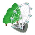 Singapore attraction icon isometric vector. Big ferris wheel in amusement park