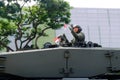 Singapore Mobile Column military parade travelling through Yishun Northpoint City on National Day