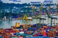 Commercial port of Singapore, It is one of the busiest Import, E Royalty Free Stock Photo