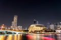 Singapore, Singapore - Aug 1, 2019 : Singapore downtown cityscape of business district downtown skyline and city skyscraper dusk Royalty Free Stock Photo