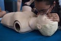 Singapore - AUGUST 19, 2016: First aid cardio pulmonary resuscitation