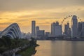 SINGAPORE - August 2016: Singapore landmark with sunset