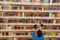 Singapore - AUGUST 18, 2016: library@orchard library at orchard singapore librarian arranging books