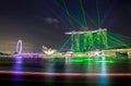 SINGAPORE -29 August 2016: The most beautiful laser show at Marina Bay Front in Singapore.
