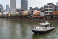 Singapore august 9th 2019, national day parade, police security in singapore river