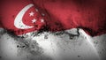 Singapore grunge dirty flag waving on wind. Royalty Free Stock Photo