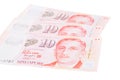Singapore banknotes dollars 10 SGD isolated on white backgroun Royalty Free Stock Photo