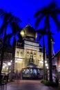Singapore:Blue hour shot of Masjid Sultan Singapura Mosque Royalty Free Stock Photo