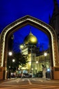 Singapore:Blue hour shot of Masjid Sultan Singapura Mosque Royalty Free Stock Photo