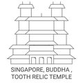 Singapore, Buddha , Tooth Relic Temple travel landmark vector illustration