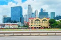 Singapore business district by highway Royalty Free Stock Photo