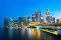 Singapore business district skyline in the evening. Royalty Free Stock Photo