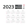 Singapore Calendar 2023. Week starts from Sunday. Vector graphic design.