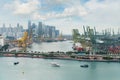 Singapore cargo terminal,one of the busiest Import, Export, Logistics ports in the world, Singapore. Royalty Free Stock Photo