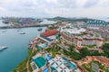 Singapore cargo terminal port with Sentosa island