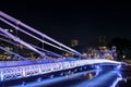 Singapore Cavenagh Bridge Illuminated at Night