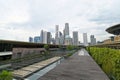 Singapore CBD skyline from roof terrace of the National Gallery, with dome & `flying saucer` of Old & New Supreme Court Buildings Royalty Free Stock Photo