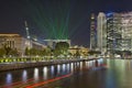 Singapore City Skyline Light Show Royalty Free Stock Photo