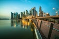 Singapore central business district skyline at blue hour Royalty Free Stock Photo