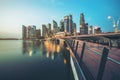 Singapore central business district skyline at blue hour Royalty Free Stock Photo