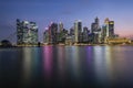 August 5, 2019 - Singapore: Singapore Central Business District Skyline at night