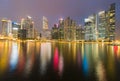 Singapore central business downtown light night view Royalty Free Stock Photo