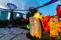 Singapore Chinese Mid-Autumn Lantern Festival at Garden By The Bay overseeing Marina Bay Sands Hotel in