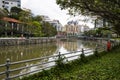 Singapore City Centre`s iconic Painted Bridge over the river Royalty Free Stock Photo