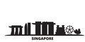 Singapore City city skyline isolated vector illustration. Singapore City travel black cityscape Royalty Free Stock Photo