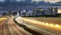 Singapore City highway, Movement of car light with singapore cityscape skyline during sunset, Singapore Royalty Free Stock Photo