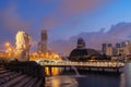 Singapore City - July 29, 2018 : Merlion and skyscrapers building Royalty Free Stock Photo