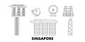 Singapore City line travel skyline set. Singapore City outline city vector illustration, symbol, travel sights Royalty Free Stock Photo