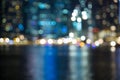 Singapore city night lights blurred bokeh Royalty Free Stock Photo
