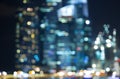 Singapore city night lights blurred bokeh Royalty Free Stock Photo