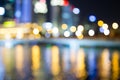 Singapore city night lights blurred bokeh Royalty Free Stock Photo