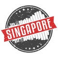 Singapore City Round Travel Stamp Icon Skyline City Design. Seal Badge Illustration Vector. Royalty Free Stock Photo