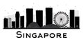 Singapore City skyline black and white silhouette. Royalty Free Stock Photo