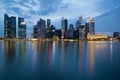 Singapore City Skyline at Blue Hour Royalty Free Stock Photo
