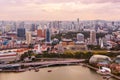 Singapore City skyline at evening. Top viev