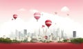 National Day of Singapore background with flag and balloon flying in the sky. Ai Generated Royalty Free Stock Photo