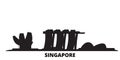 Singapore city skyline isolated vector illustration. Singapore travel black cityscape Royalty Free Stock Photo