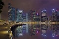 Singapore City Skyline Marina Bay Boardwalk Night Royalty Free Stock Photo